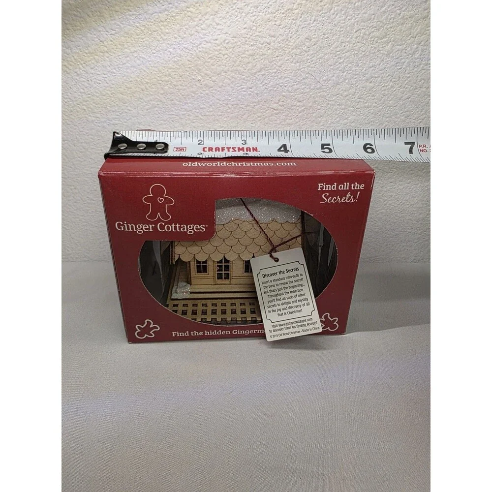 Old World Christmas Ginger Cottage Wooden Ornament, All Aboard Train Depot NWT